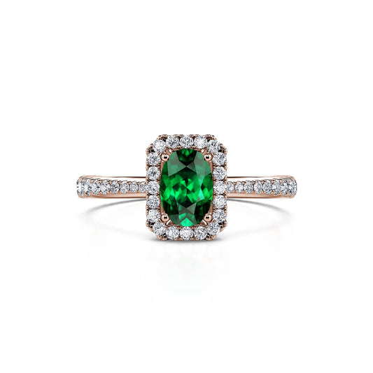 Bianca Émeraude - Solitaire or rose émeraude et diamant #1