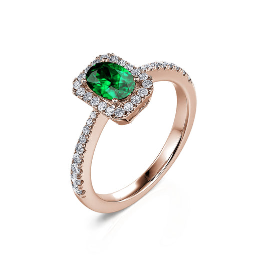 Bianca Émeraude - Solitaire or rose émeraude et diamant #2