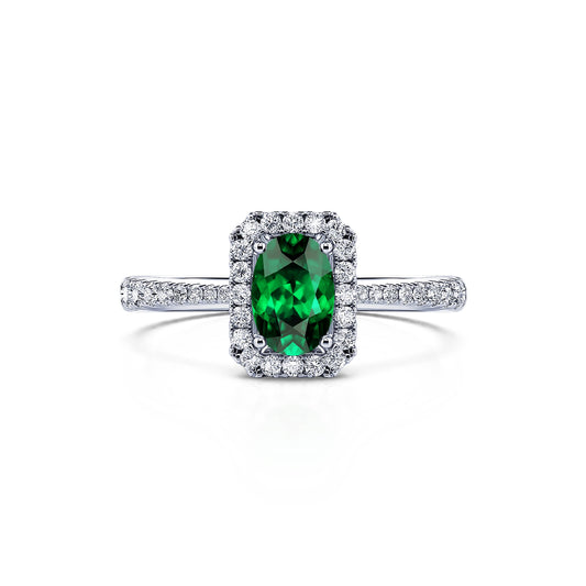 Bianca Émeraude - Solitaire platine émeraude et diamant #1