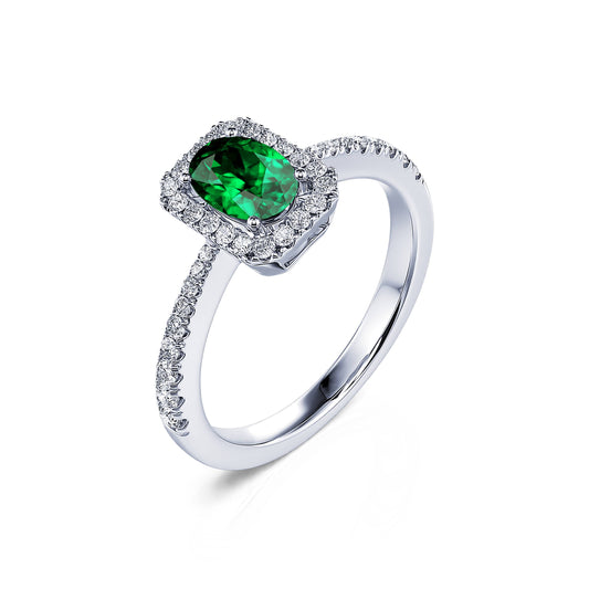 Bianca Émeraude - Solitaire platine émeraude et diamant #2