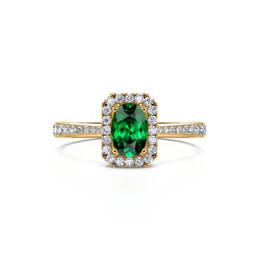 Bianca Émeraude - Solitaire or jaune émeraude et diamant #1