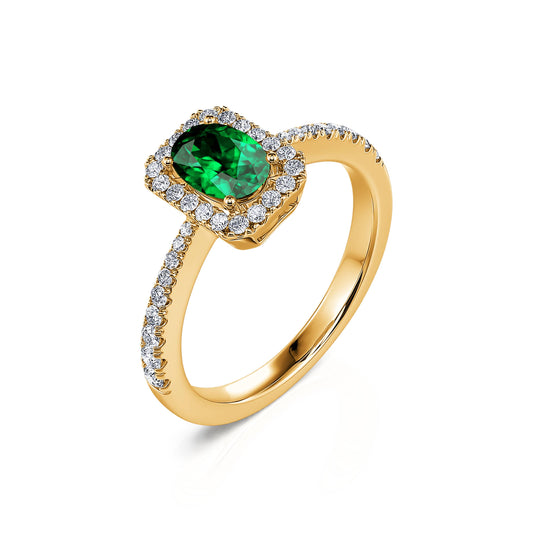 Bianca Émeraude - Solitaire or jaune émeraude et diamant #2