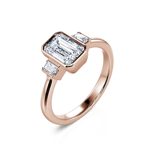 Ariana Lab&nbsp;-&nbsp;Solitaire or rose diamants de synthèse émeraude #2