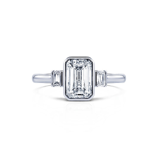 Ariana Lab&nbsp;-&nbsp;Solitaire platine diamants de synthèse émeraude #1