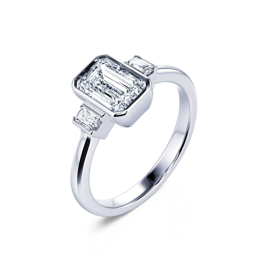 Ariana Lab&nbsp;-&nbsp;Solitaire platine diamants de synthèse émeraude #2
