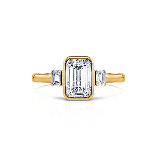 Ariana Lab - Solitaire or jaune diamants de synthèse émeraude #1