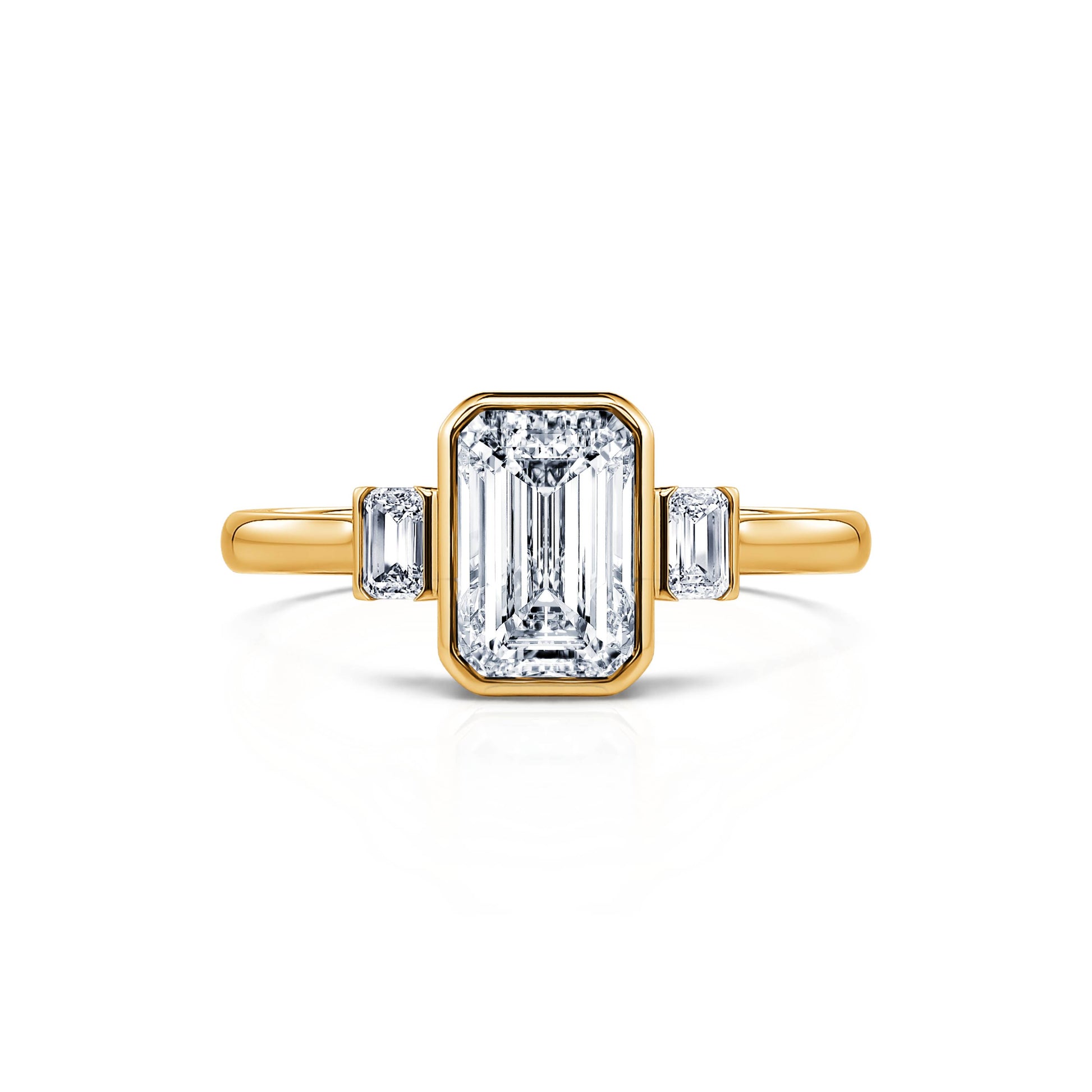 Solitaire or jaune diamants de synthèse émeraude Ariana Lab 1