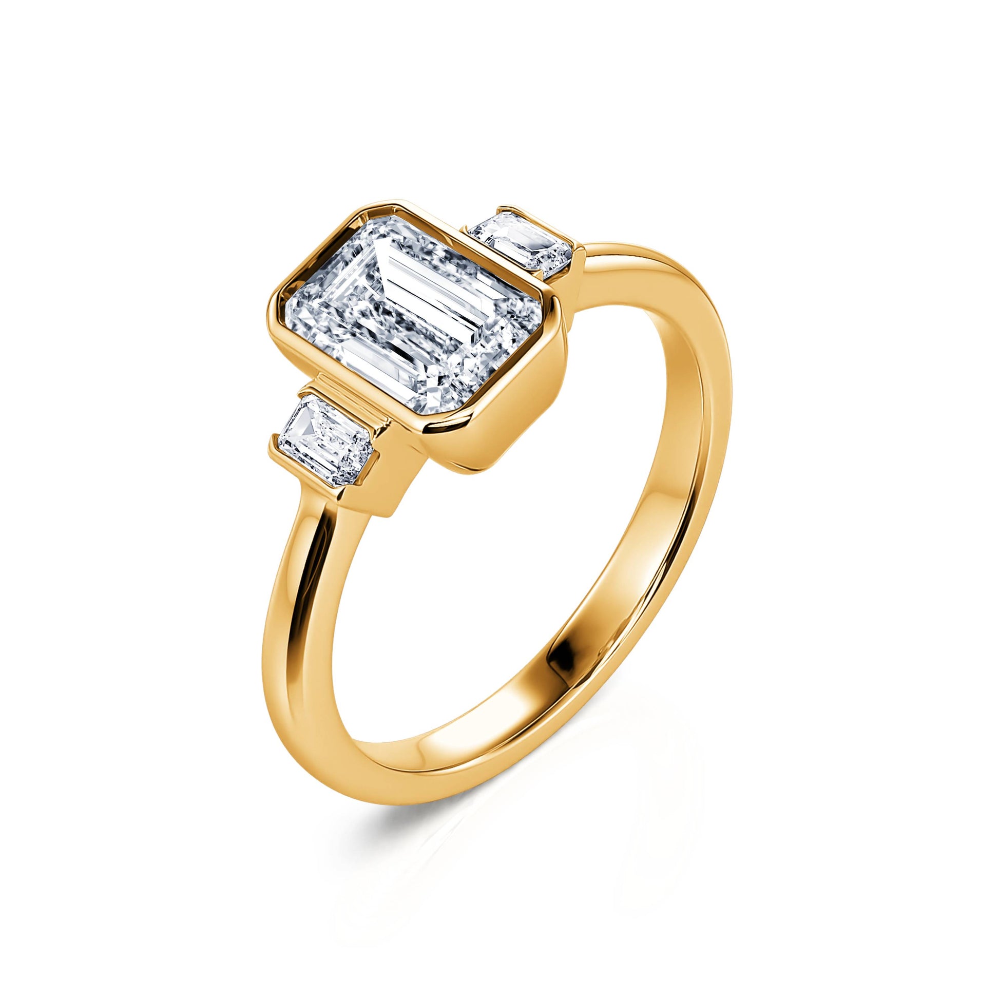 Solitaire or jaune diamants de synthèse émeraude Ariana Lab 2