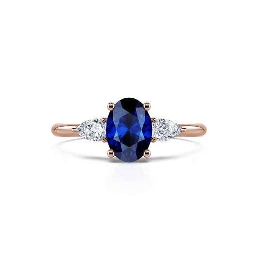 Juliette Saphir&nbsp;-&nbsp;Bague de fiançailles or rose saphir oval et poires #1