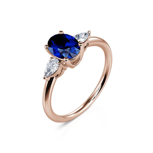 Juliette Saphir&nbsp;-&nbsp;Bague de fiançailles or rose saphir oval et poires #2