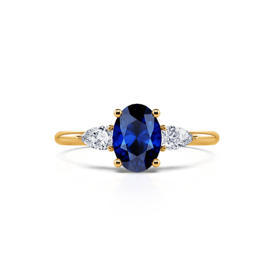 Juliette Saphir - Bague de fiançailles or jaune saphir oval et poires #1