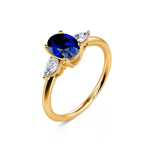 Juliette Saphir&nbsp;-&nbsp;Bague de fiançailles or jaune saphir oval et poires #2