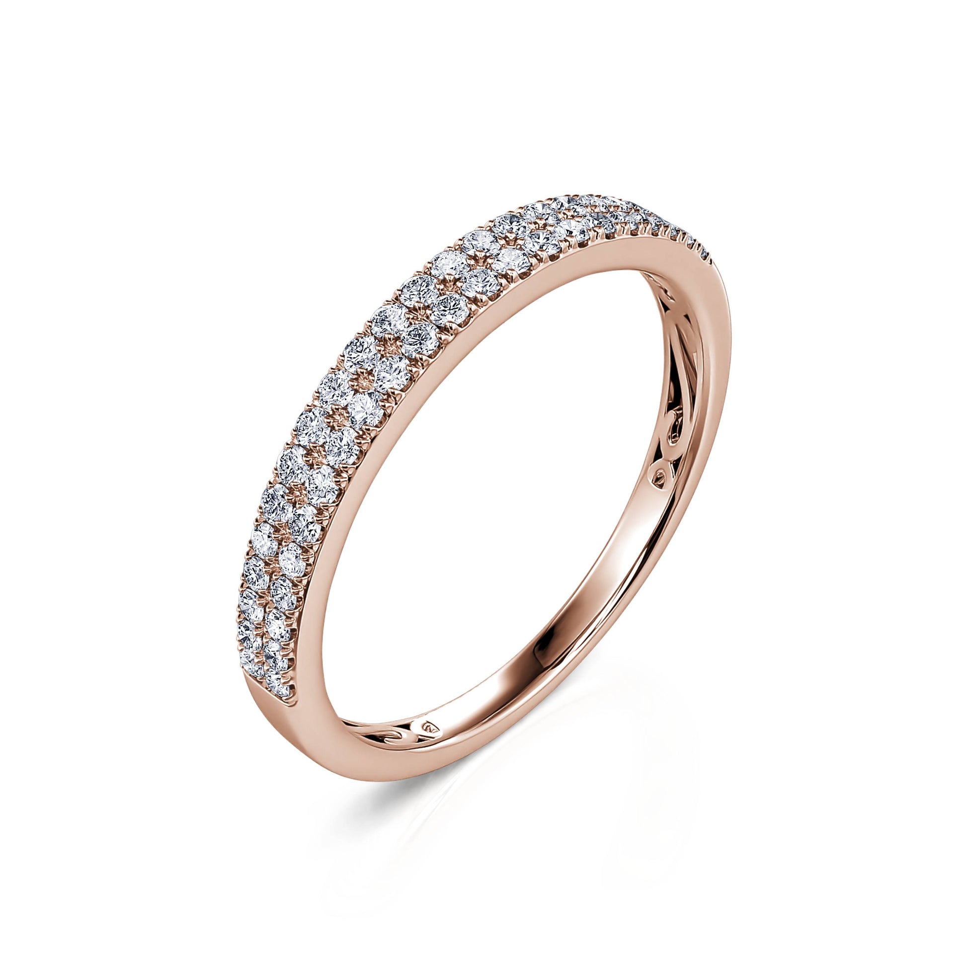 Alliance demi tour diamant pavé or rose Venista S 1