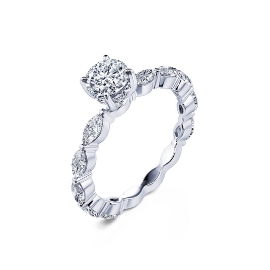 Malka Lab&nbsp;-&nbsp;Solitaire platine diamant de synthèse rond & navette #2