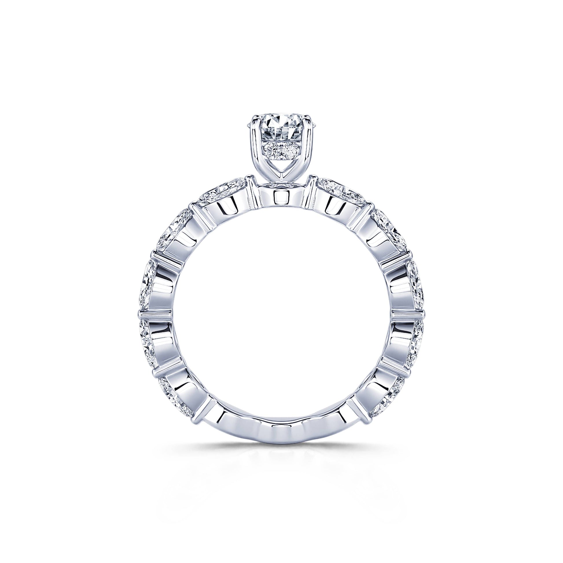 Solitaire platine diamant de synthèse rond & navette Malka Lab 4