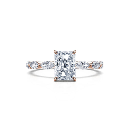 Orna Lab&nbsp;-&nbsp;Solitaire or rose diamant de synthèse radiant& navette #1