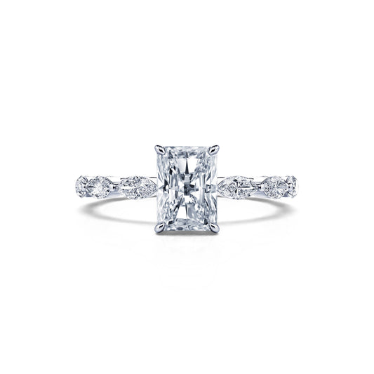 Orna Lab&nbsp;-&nbsp;Solitaire platine diamant de synthèse radiant& navette #1