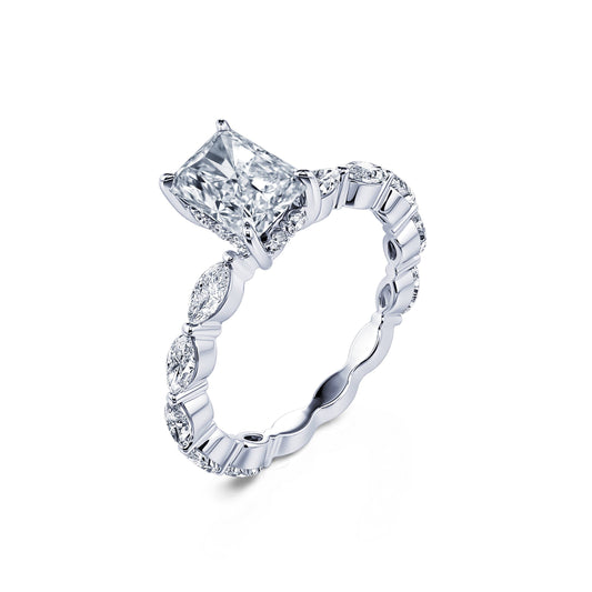 Orna Lab&nbsp;-&nbsp;Solitaire platine diamant de synthèse radiant& navette #2