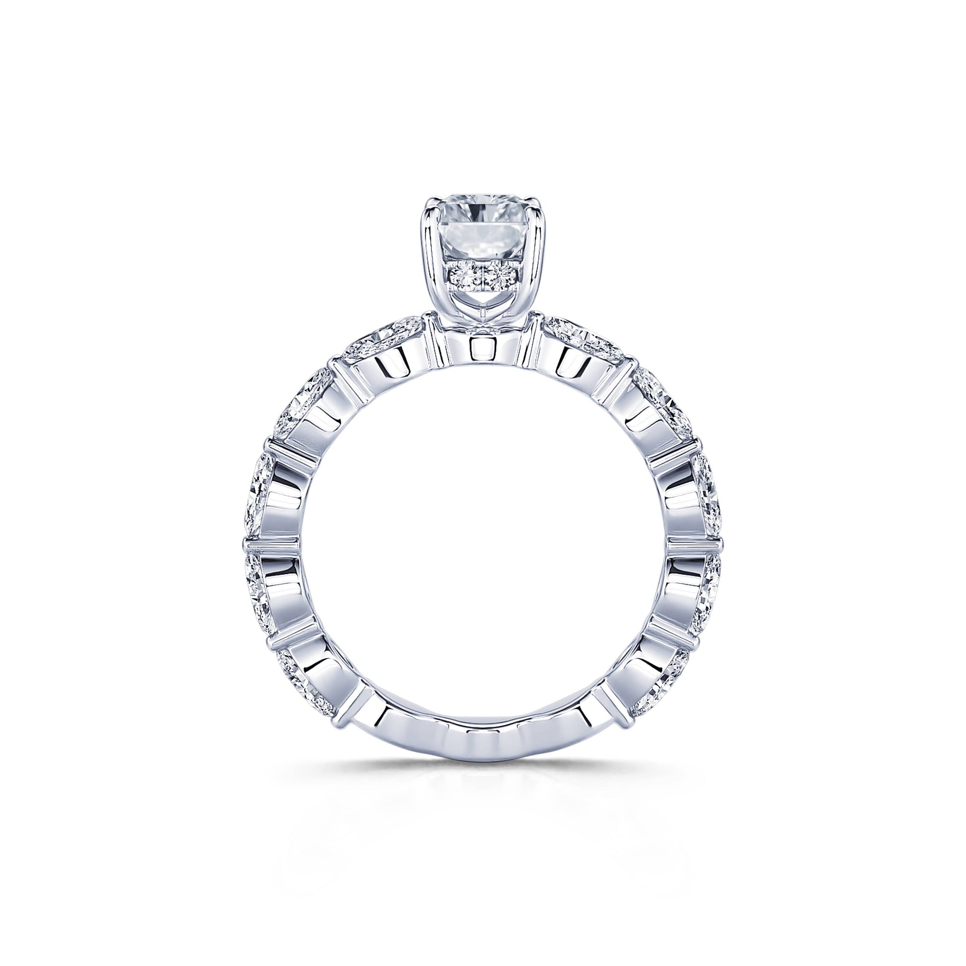 Solitaire platine diamant de synthèse radiant& navette Orna Lab 4