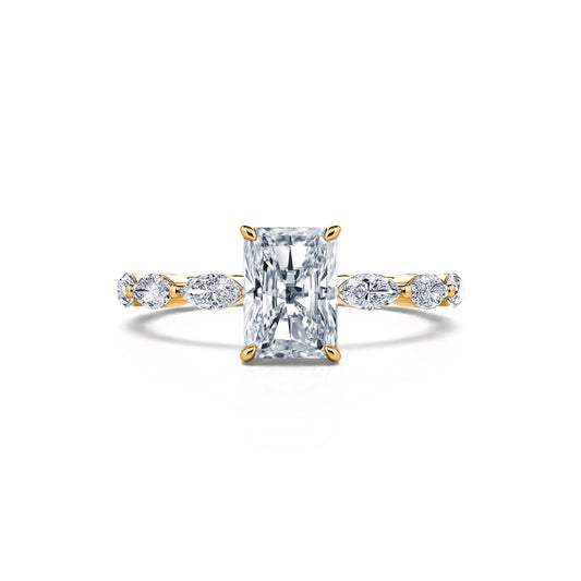 Orna Lab - Solitaire or jaune diamant de synthèse radiant& navette #1