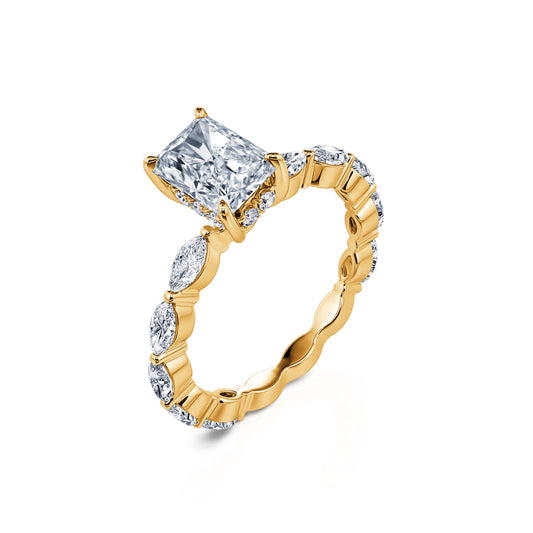 Orna Lab&nbsp;-&nbsp;Solitaire or jaune diamant de synthèse radiant& navette #2