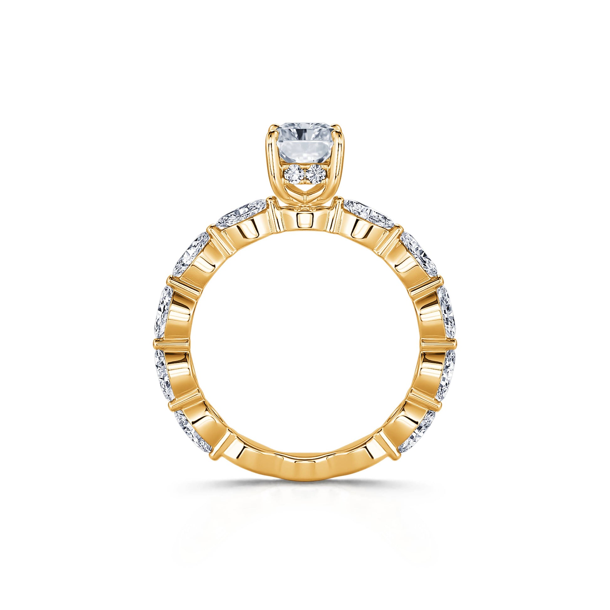 Solitaire or jaune diamant de synthèse radiant& navette Orna Lab 4