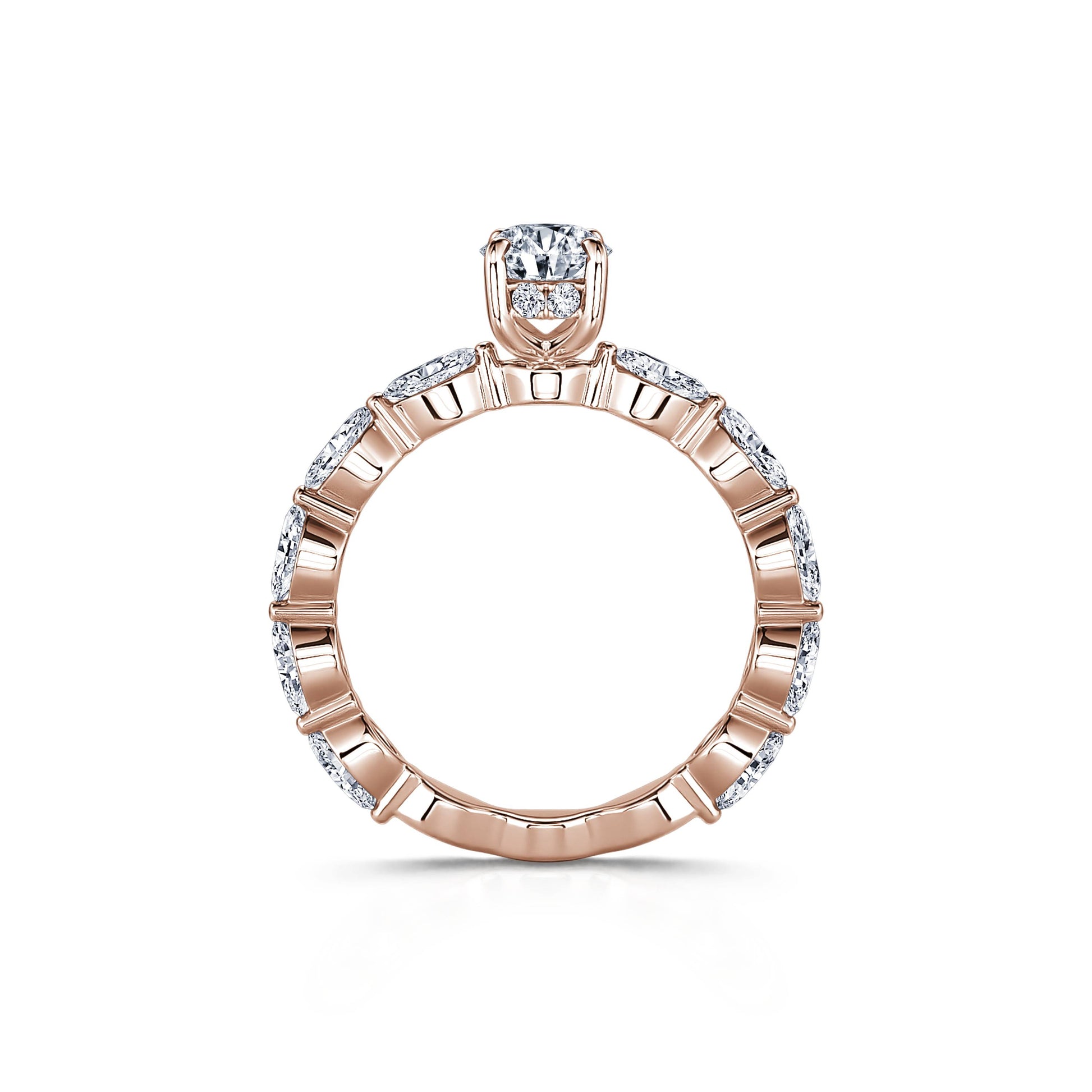 Solitaire or rose diamant de synthèse ovale & navette Tal Lab 4