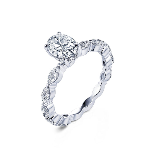 Tal Lab&nbsp;-&nbsp;Solitaire platine diamant de synthèse ovale & navette #2