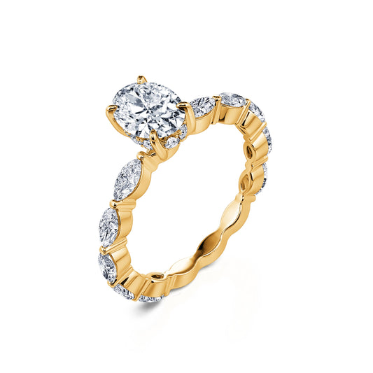 Tal Lab&nbsp;-&nbsp;Solitaire or jaune diamant de synthèse ovale & navette #2