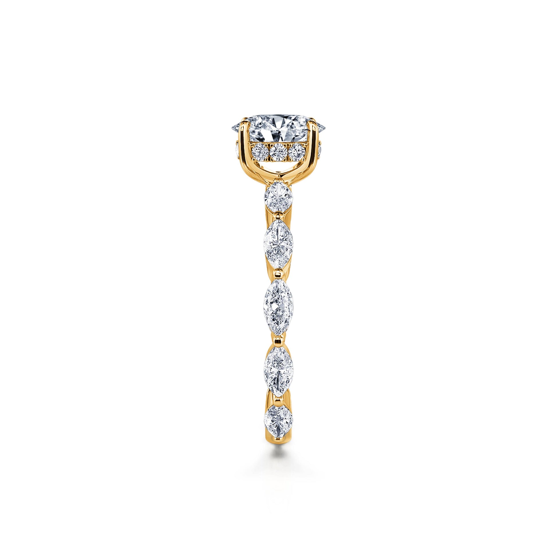 Solitaire or jaune diamant de synthèse ovale & navette Tal Lab 3