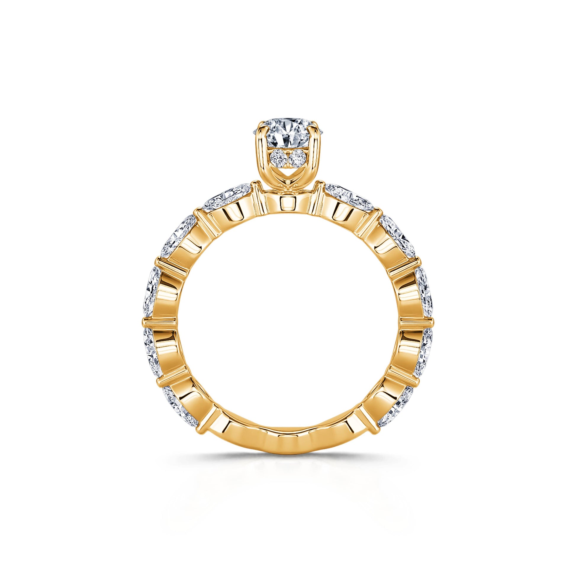 Solitaire or jaune diamant de synthèse ovale & navette Tal Lab 4
