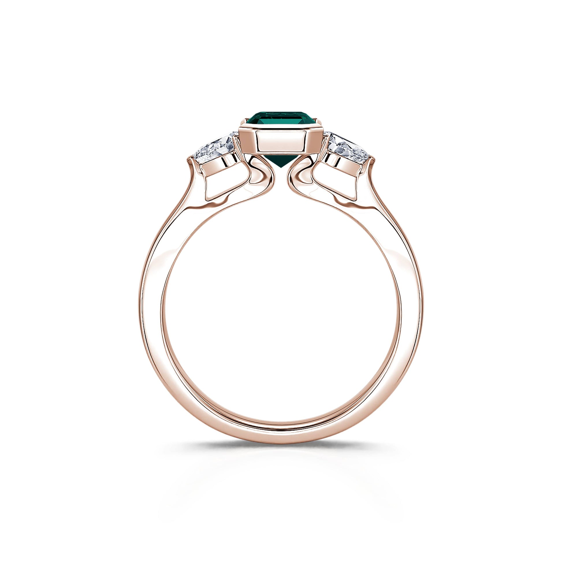 Bague de fiançailles or roseTourmaline verte émeraude et diamants de synthèses poires Esmée Tourmaline verte 4