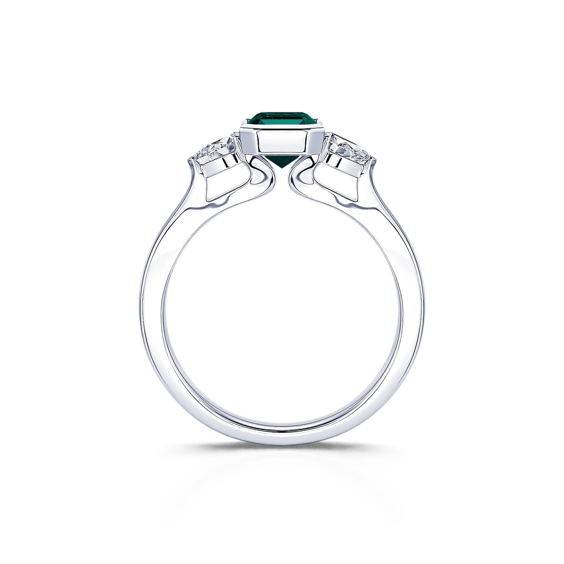Bague de fiançailles platine Tourmaline verte émeraude et diamants de synthèses poires Esmée Tourmaline verte 4