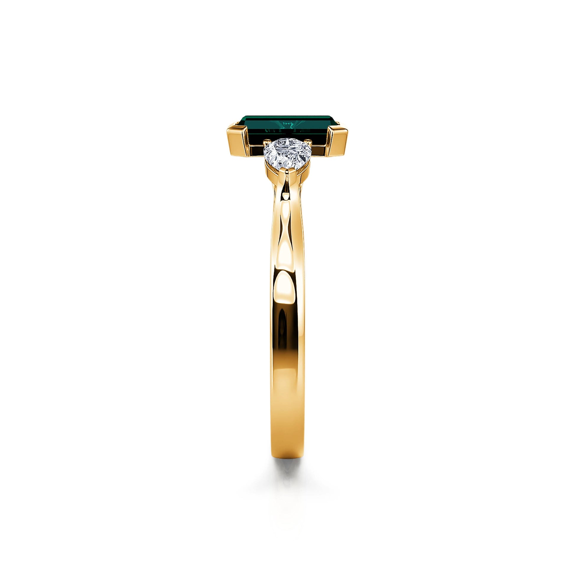Bague de fiançailles or jaune Tourmaline verte émeraude et diamants de synthèses poires Esmée Tourmaline verte 3