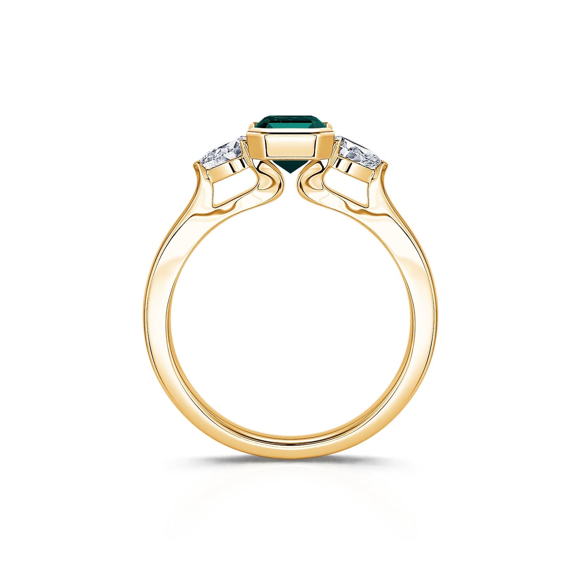 Bague de fiançailles or jaune Tourmaline verte émeraude et diamants de synthèses poires Esmée Tourmaline verte 4