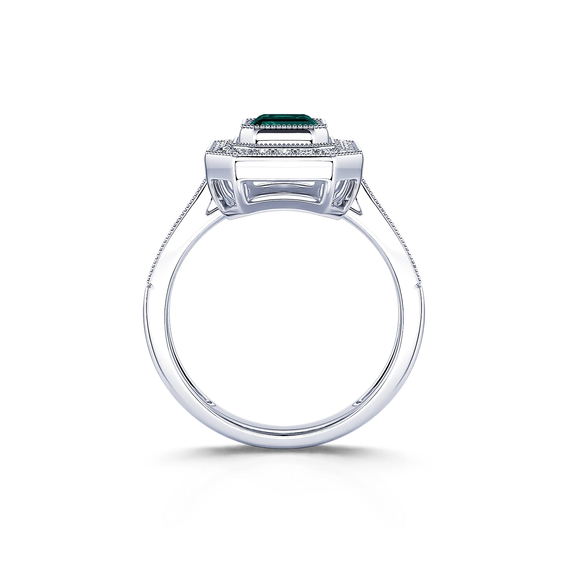 Bague de fiançailles diamant platine et tourmaline verte taille émeraude Victoire Tourmaline Verte 4