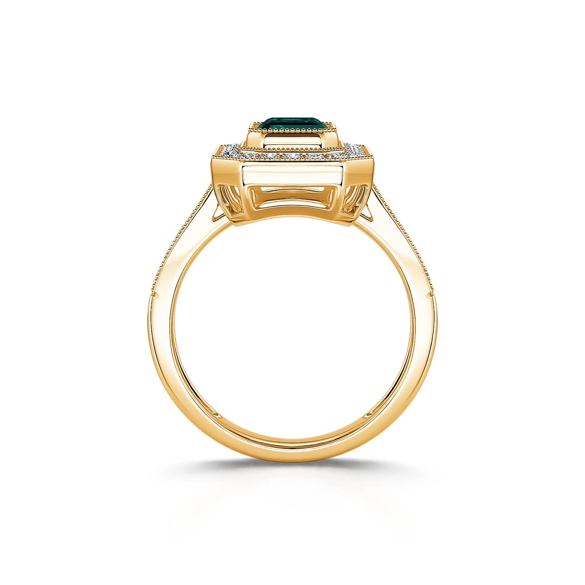 Bague de fiançailles diamant or jaune et tourmaline verte taille émeraude Victoire Tourmaline Verte 4
