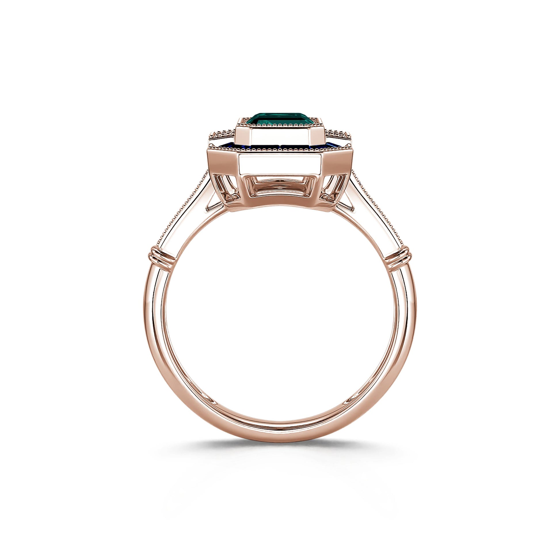 Bague tourmaline verte taille émeraude, saphirs et diamants de synthèses Horthense Tourmaline Verte 4