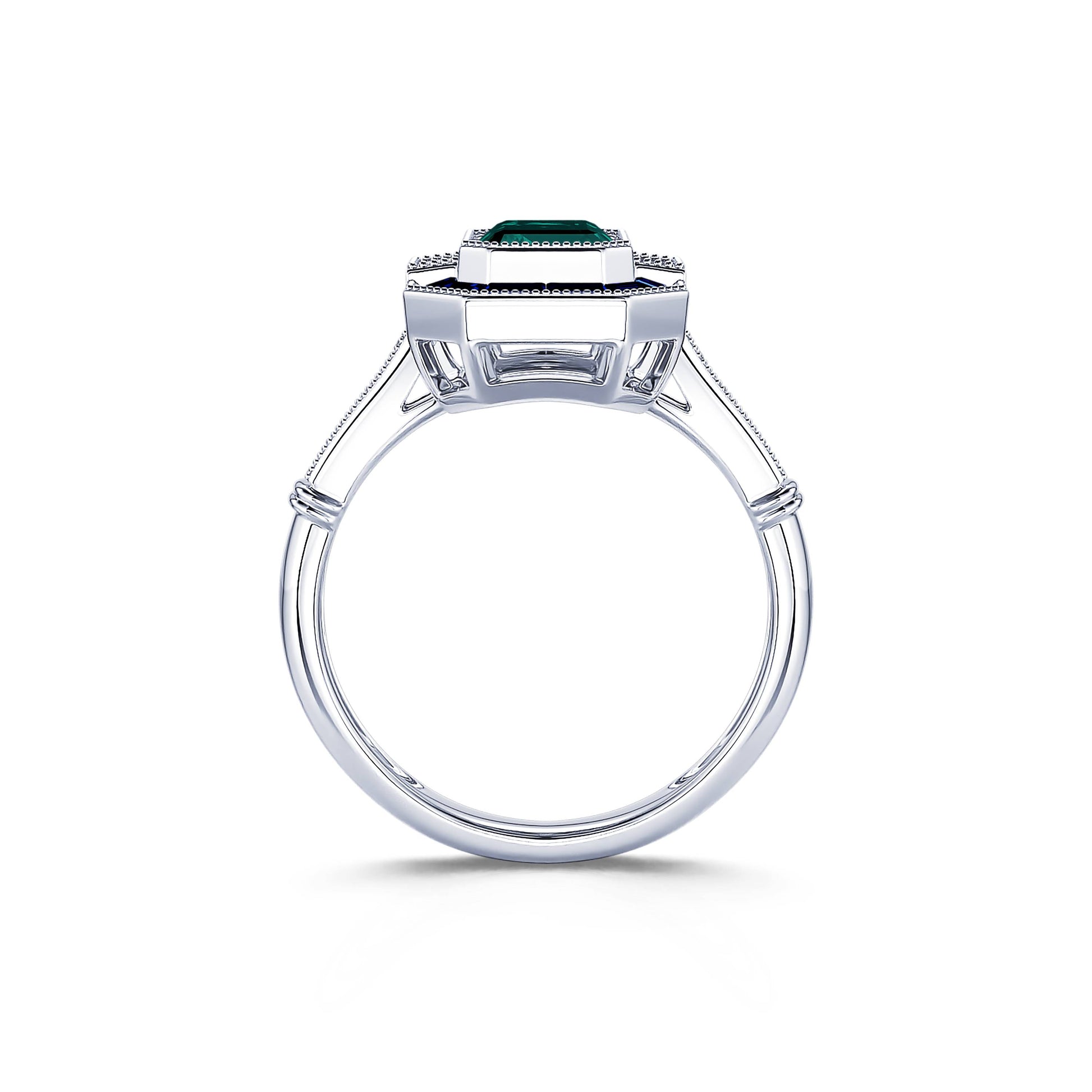 Bague tourmaline verte taille émeraude, saphirs et diamants de synthèses Horthense Tourmaline Verte 4