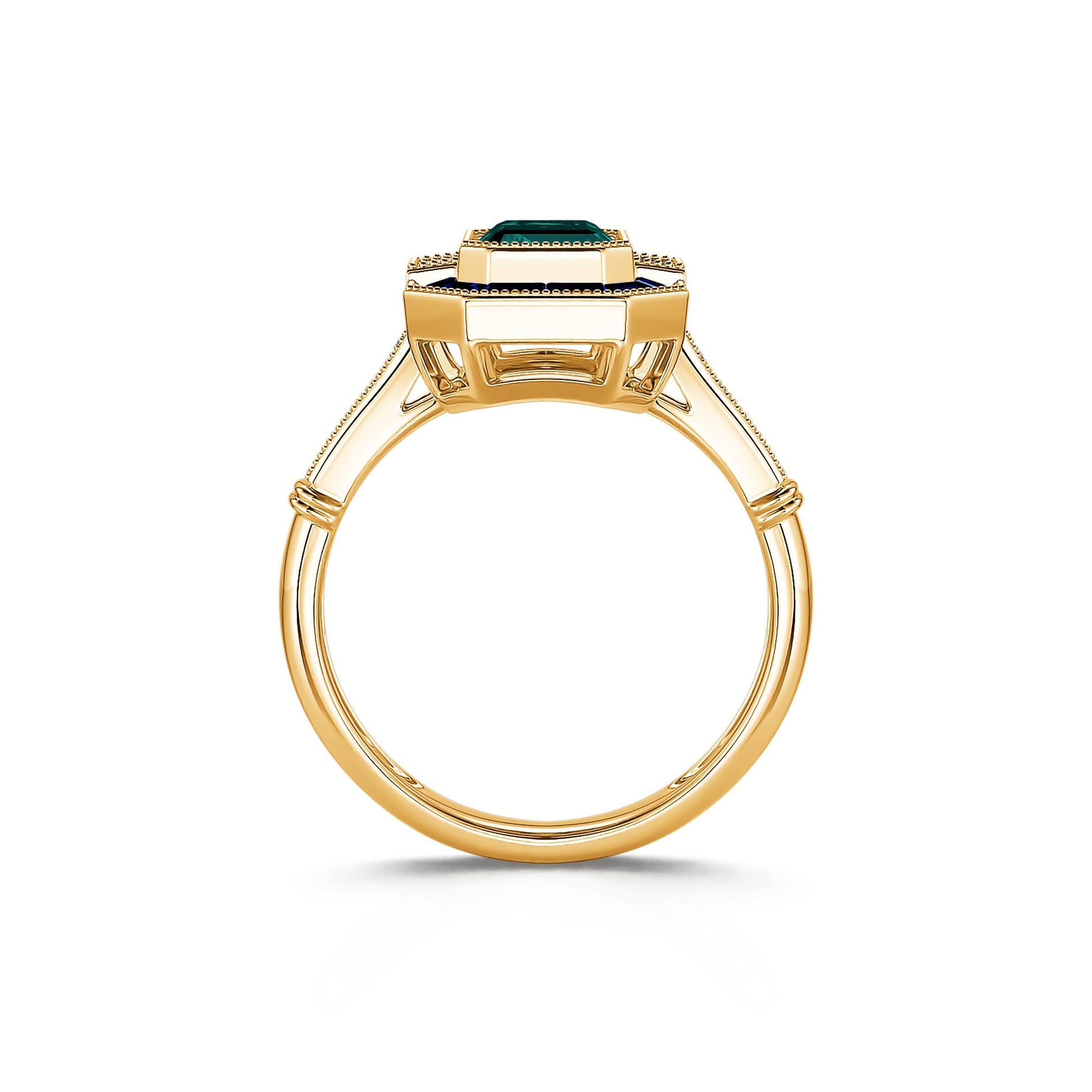 Bague tourmaline verte taille émeraude, saphirs et diamants de synthèses Horthense Tourmaline Verte 4
