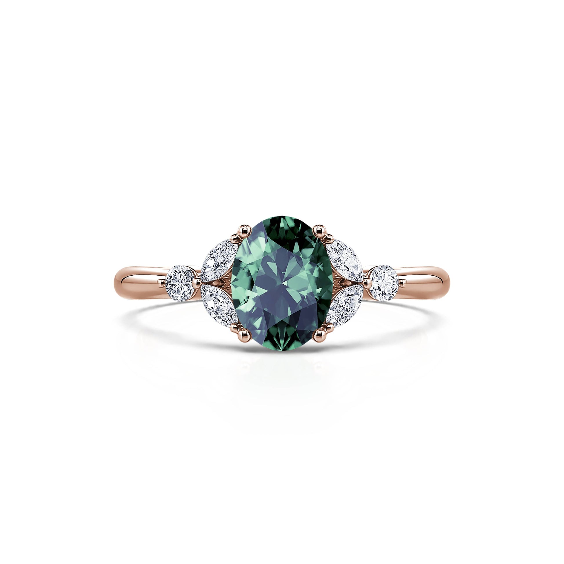 Bague en or rose saphir vert et diamant Megane Saphir Vert 1