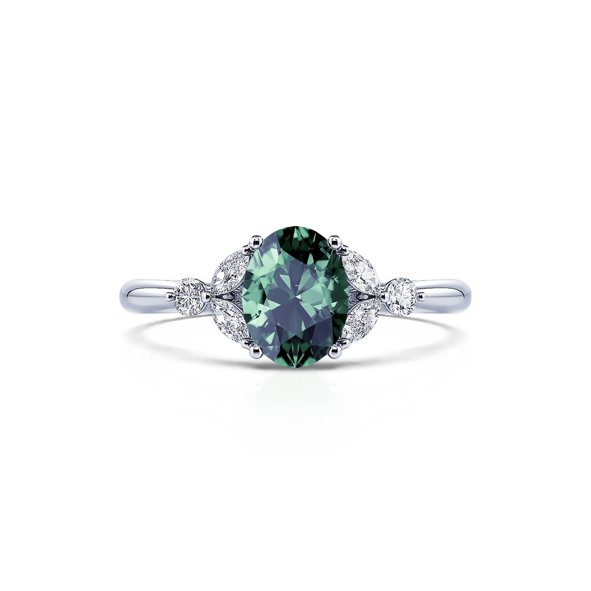 Bague en platine saphir vert et diamant Megane Saphir Vert 1