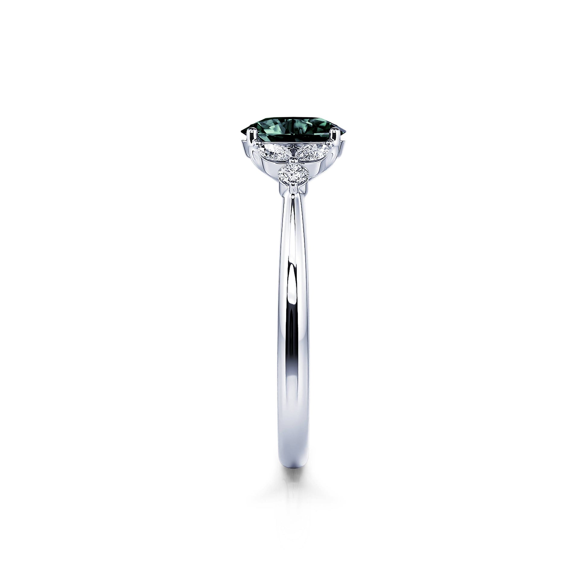 Bague en platine saphir vert et diamant Megane Saphir Vert 4