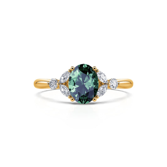 Megane Saphir Vert&nbsp;-&nbsp;Bague en or jaune saphir vert et diamant #1