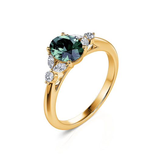 Megane Saphir Vert&nbsp;-&nbsp;Bague en or jaune saphir vert et diamant #2