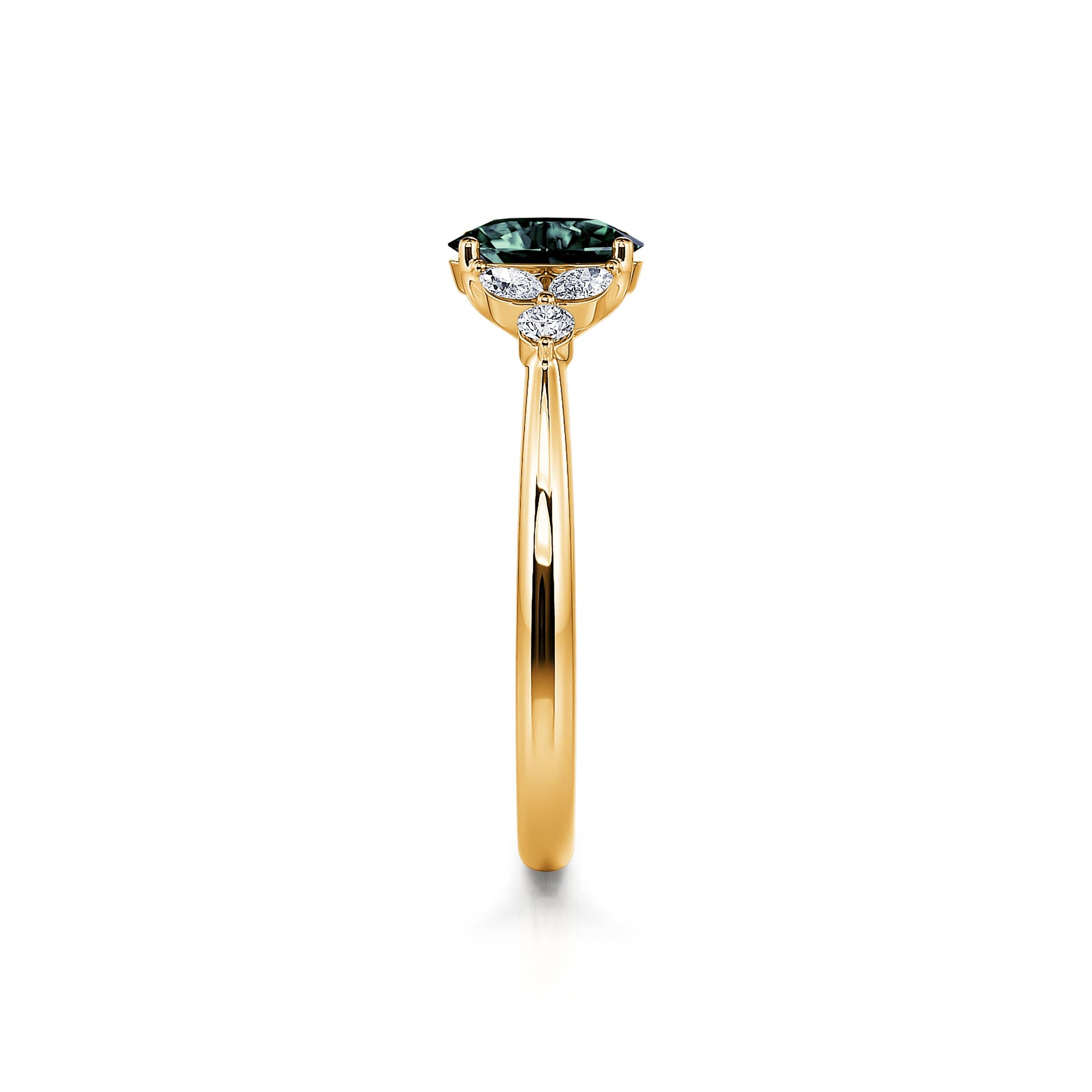 Bague Or jaune Saphir Vert Rétromantique M Pavée Bague Or jaune Saphir Vert Rétromantique M Pavée
