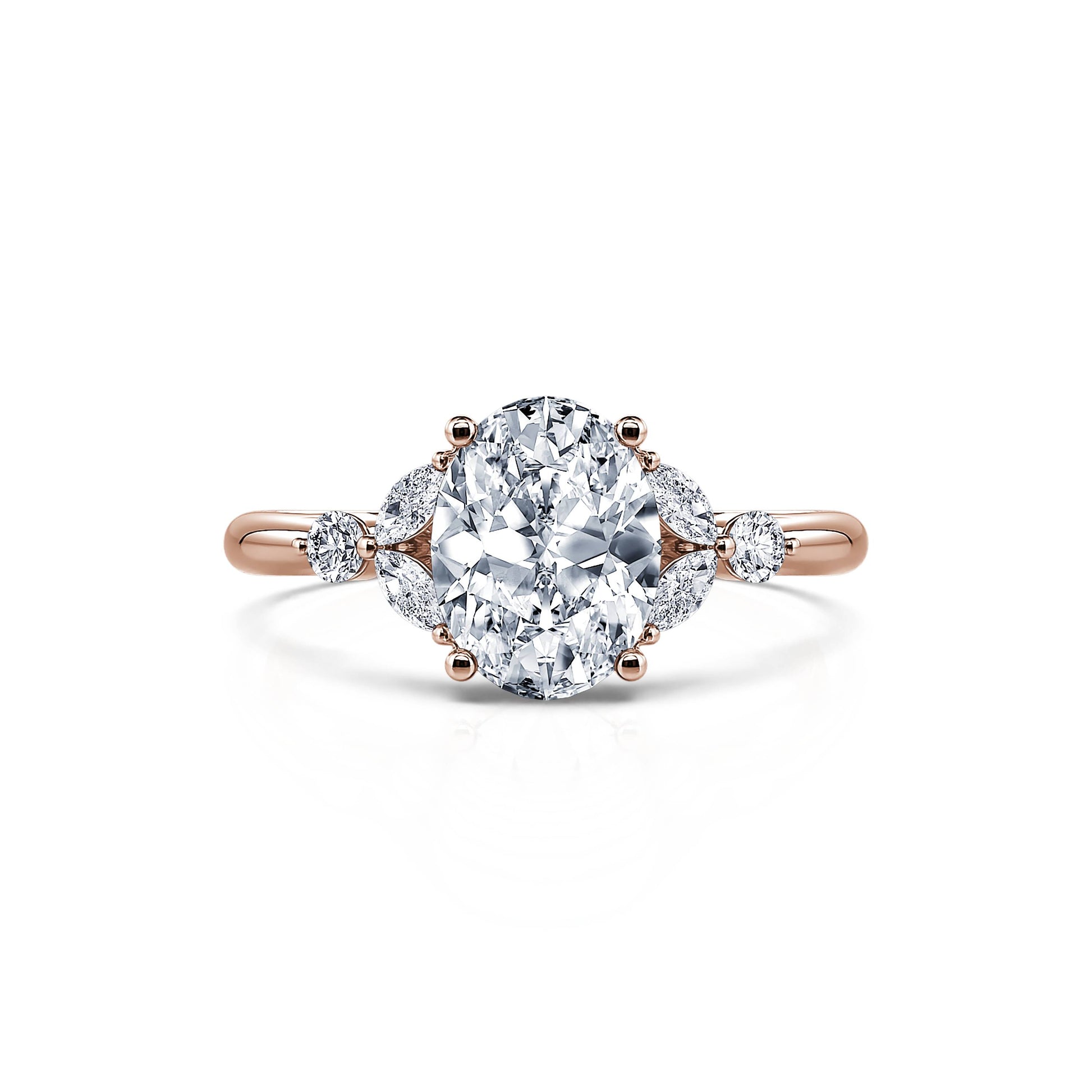 Bague de fiançailles or rose diamant de synthèse Megane Lab 1