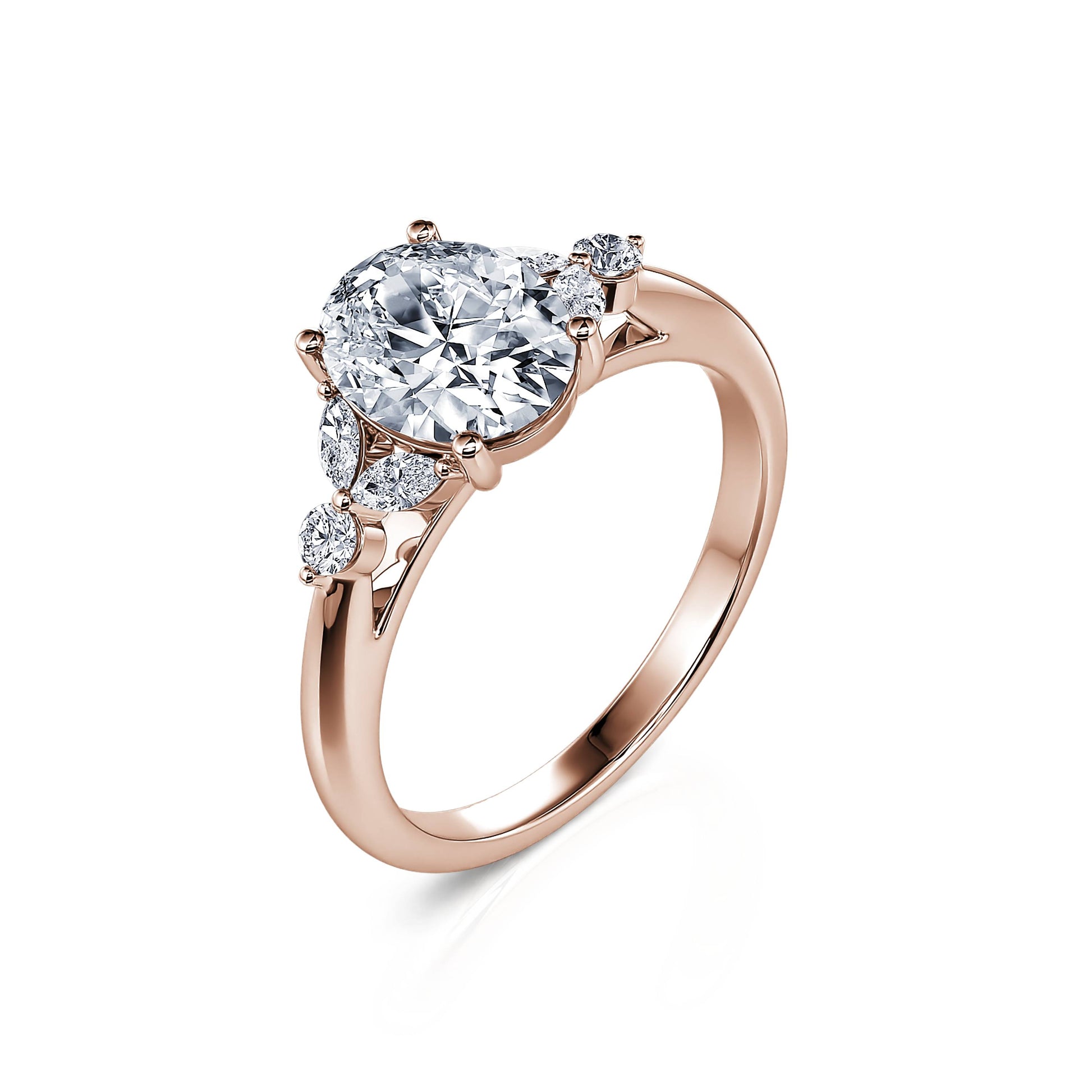 Bague de fiançailles or rose diamant de synthèse Megane Lab 2