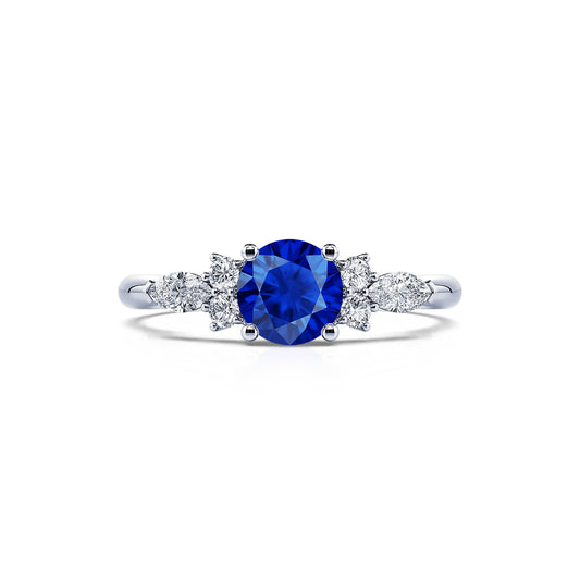 Lyra Saphir&nbsp;-&nbsp;Bague de fiançailles en platine saphir et diamant #1