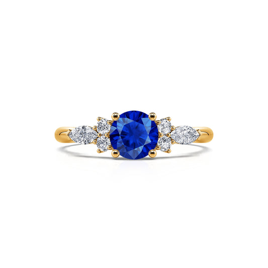 Lyra Saphir - Bague de fiançailles en or jaune saphir et diamant #1
